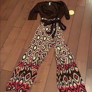 Brown Aztec print jumpsuit